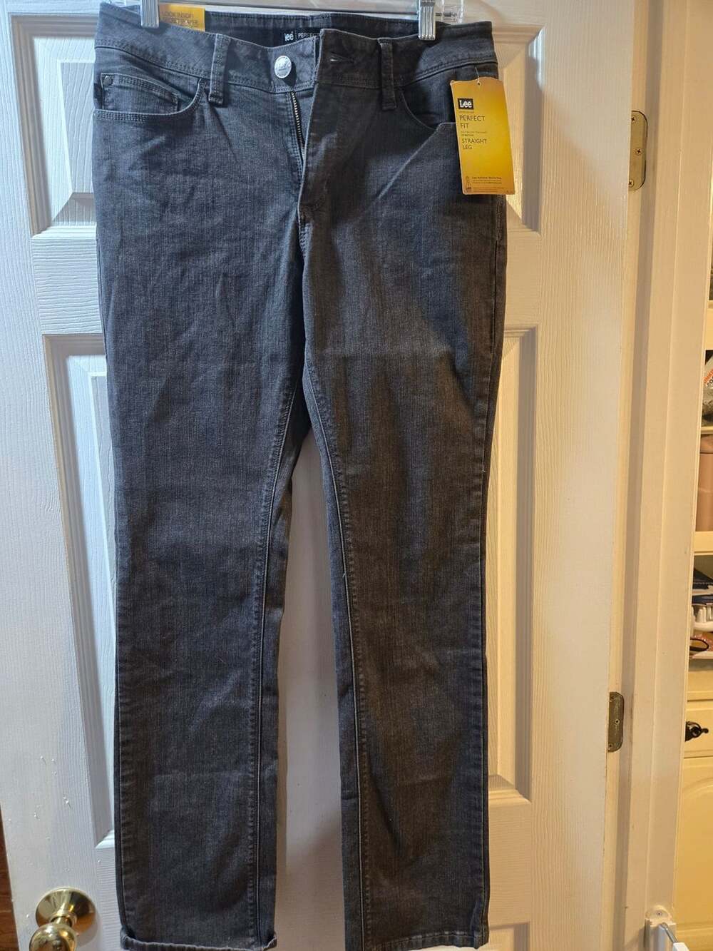 Lee Perfect Fit Straight Leg Size 10 Medium Gray Stretch Denim Jeans